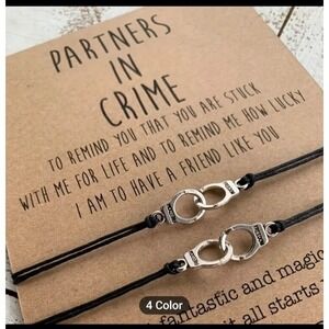 NWT Partners in Crime Friendship Bracelet Set‎ 2PC Handcuff Clasp BFF Jewelry